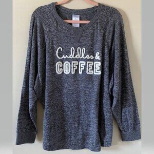 Grey "Cuddles & Coffee" Long Sleeve Lounge Top